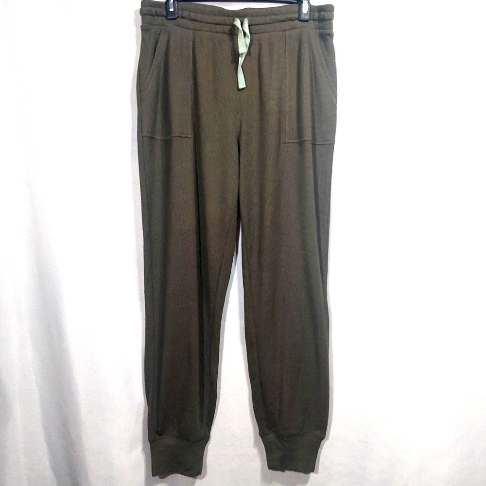 Ocean+Coast Womens Waffle Knit Jogger Pants Size Large Front‎ Pockets Drawstring